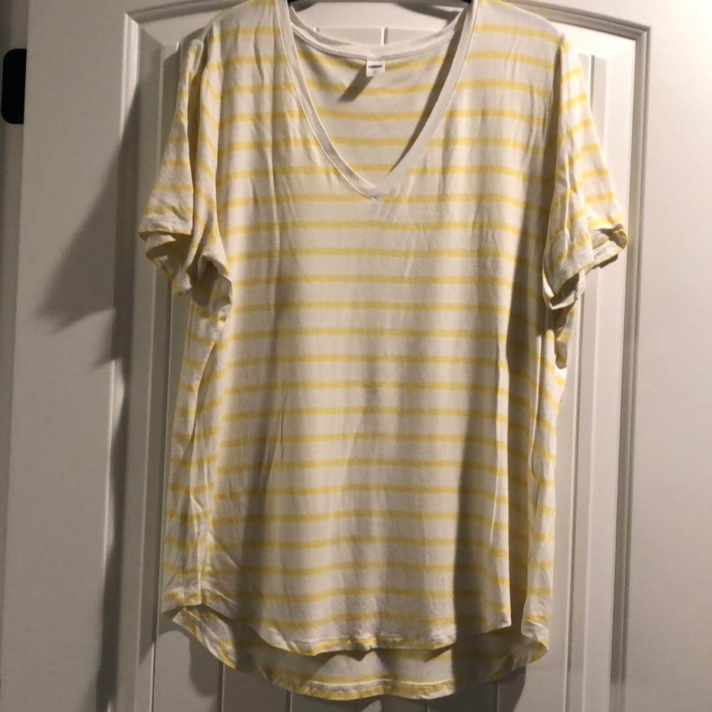 Striped v neck short sleeve Tshirt